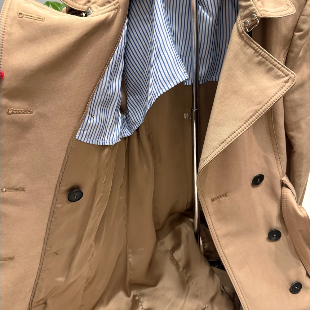 Zara Beige Double-Breasted Trench Coat - Picture 9 of 14